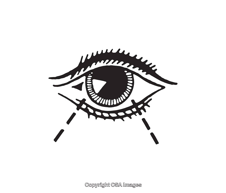 Intricate Black and White Line Art Illustration of an Eye Design