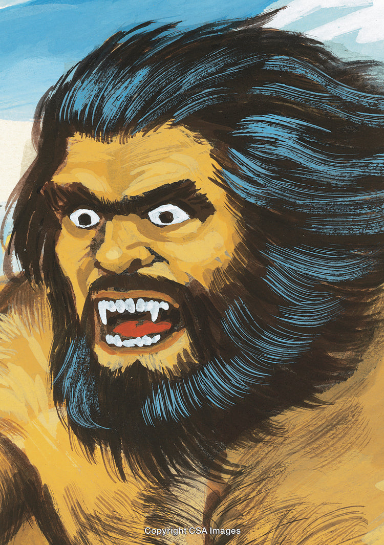 Illustrated Portrait of a Fierce Wild Man With Intense Expression