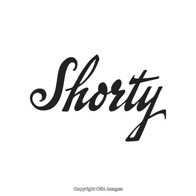 Stylish Typography Design Featuring 'Shorty' in Elegant Black Cursive Font