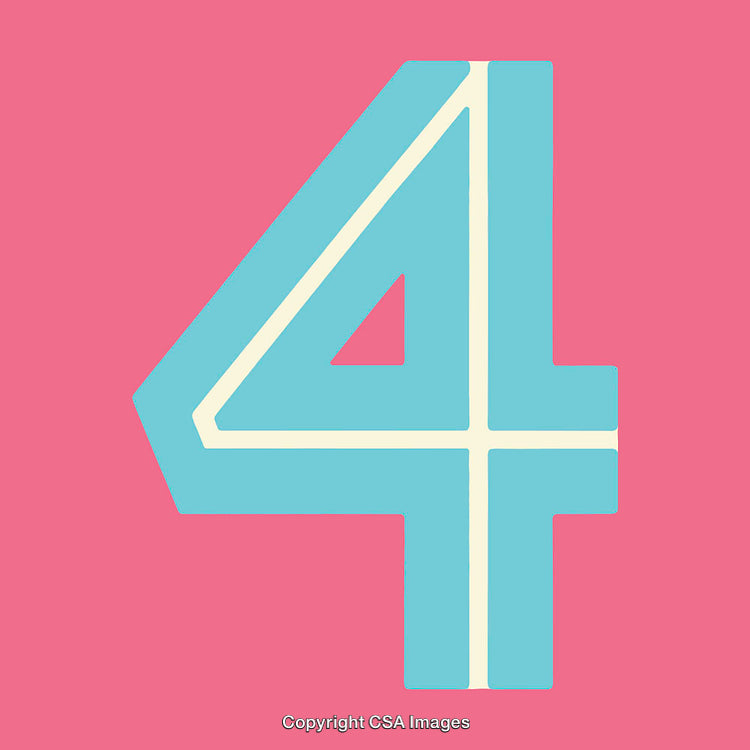Stylized Number Four on a Vibrant Color Background