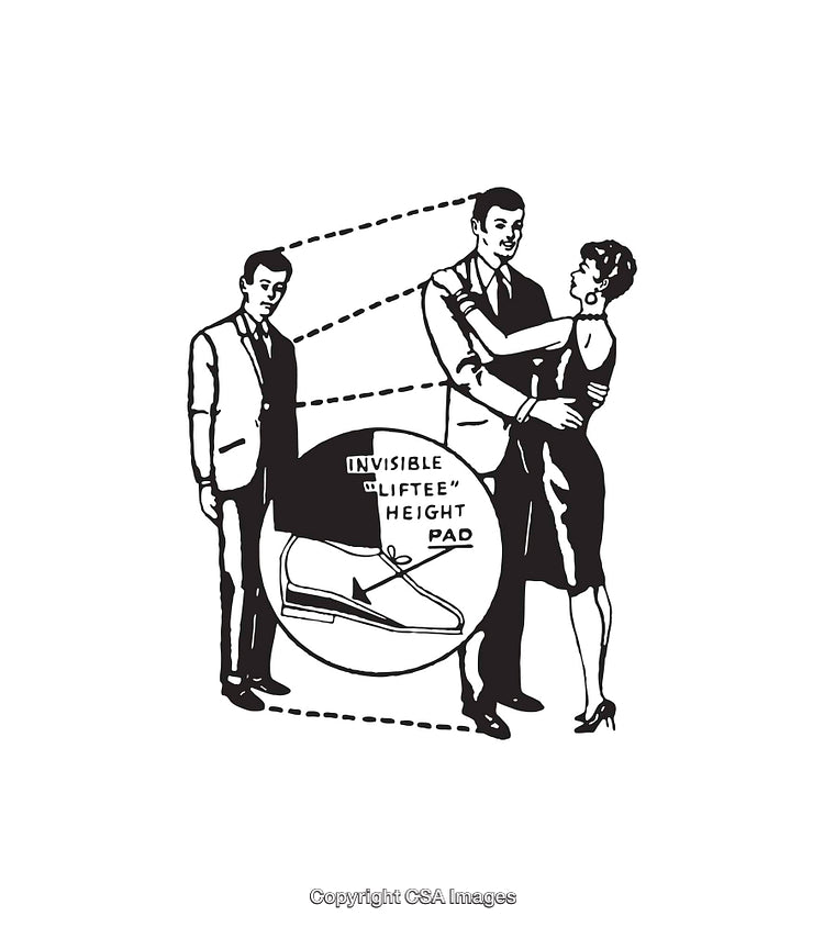 Black and White Illustration of Height Lift Shoe Pads For Enhanced Appearance