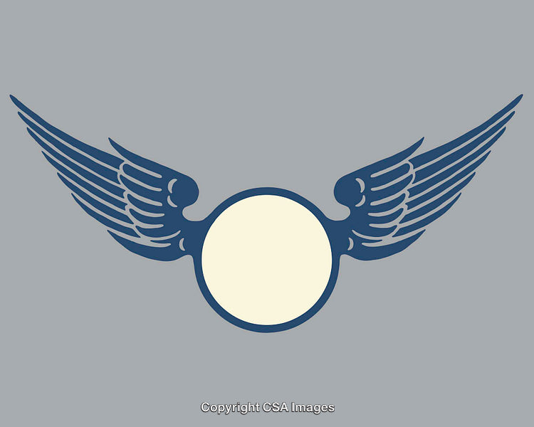 Winged Emblem Featuring Circular Design and Symmetrical Wings