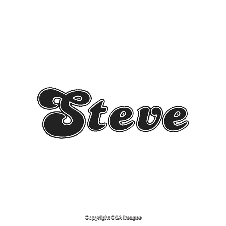 Elegant Black Lettering of the Name Steve on White Background