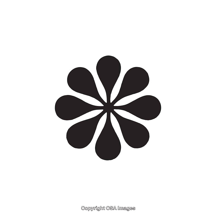 Abstract Floral Shape Design in Black on White Background