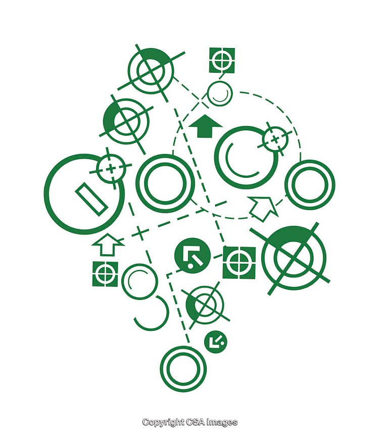 Abstract Geometric Diagram with Green Circular and Line Elements