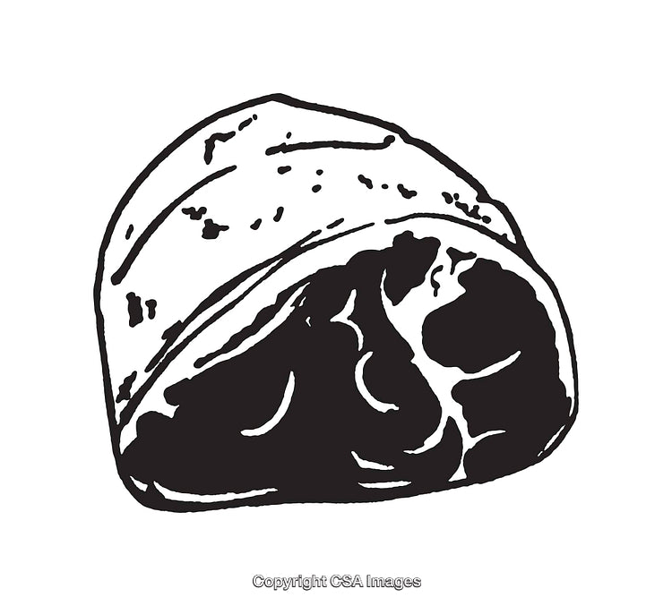Black and White Line Art Illustration of a Meat Cut