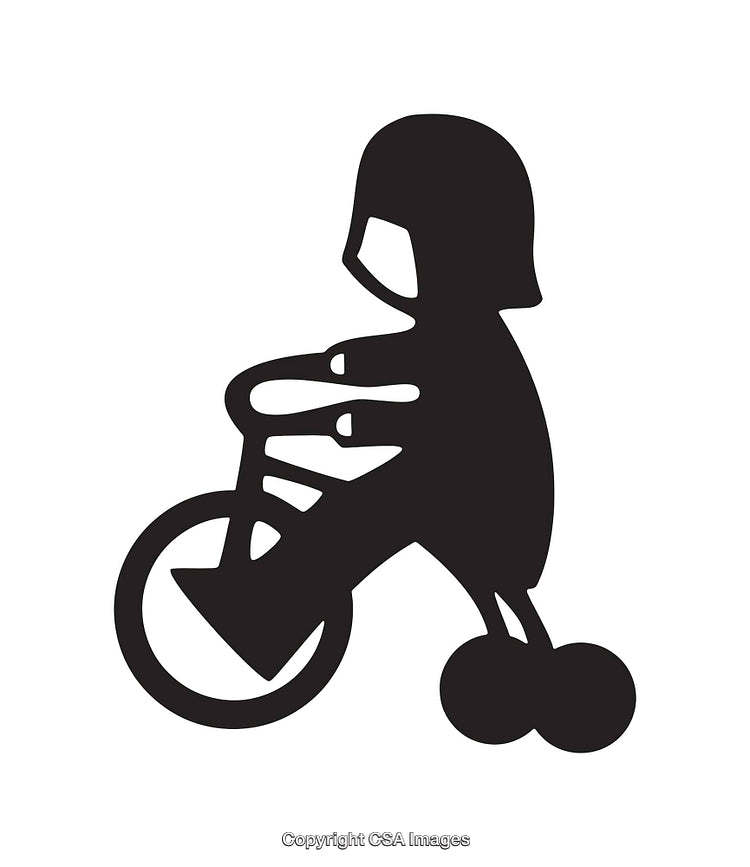 Minimalist Black and White Icon Depicting a Person on a Bicycle