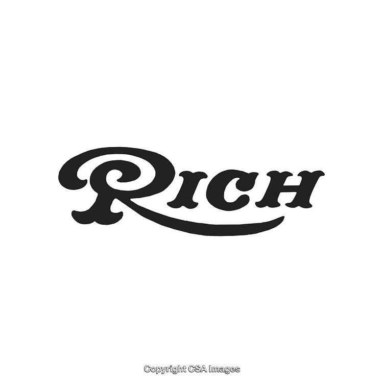Elegant Typography Image Featuring the Word Rich in Stylish Font Design