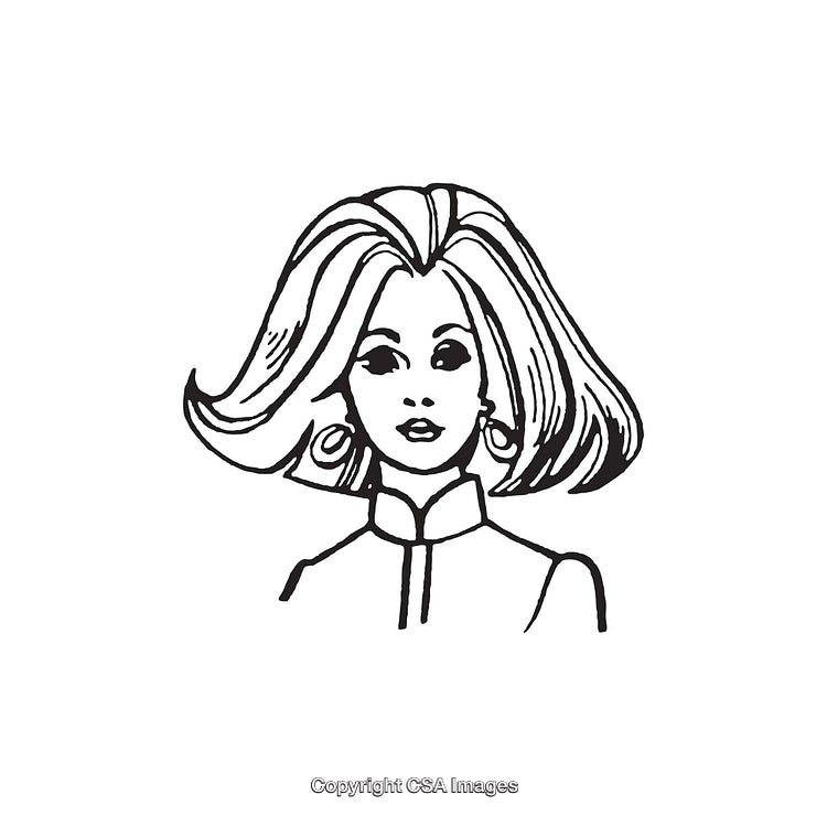 Black and White Line Art of a Stylish Woman's Portrait