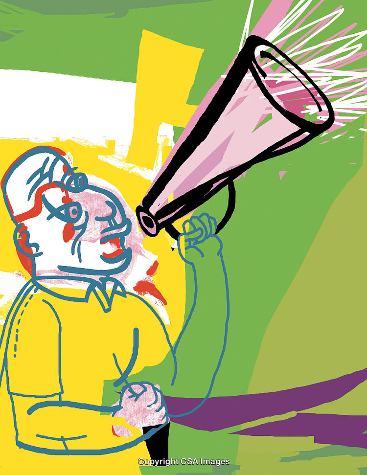Man Speaking in a Megaphone