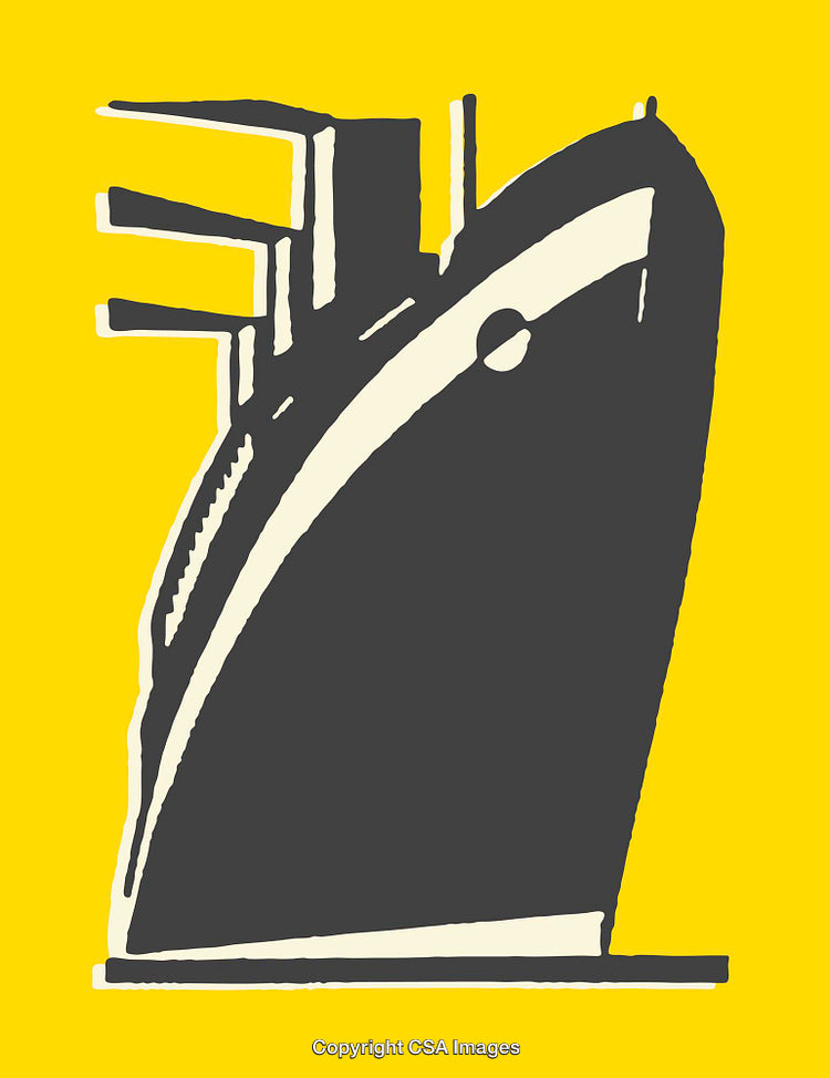 Stylized Ship Illustration with Vibrant Yellow Background for Modern Design