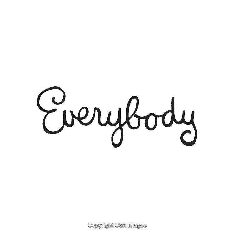 Hand-Drawn Inspirational Black Lettering Display of 'Everybody' on White Background