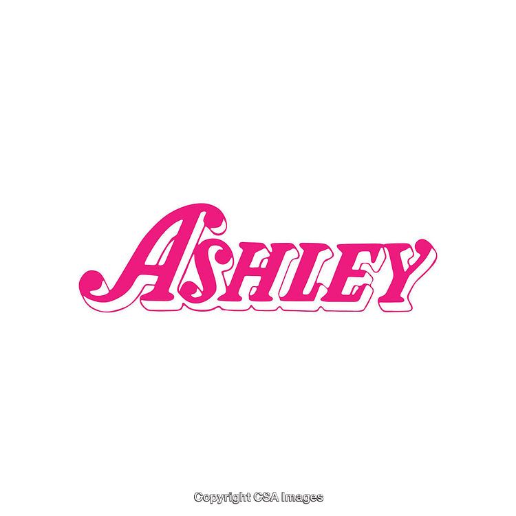 Pink Stylized Text Reading 'Ashley' on a Clean White Background