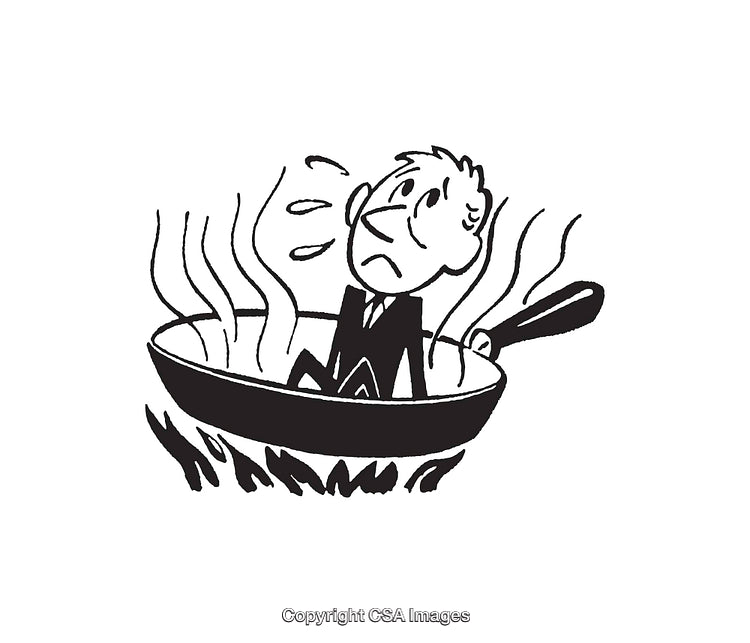 Illustration of a Person Looking Stressed in a Frying Pan