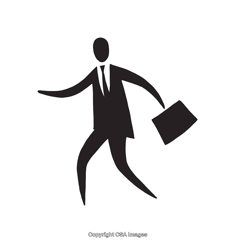 Silhouette of a Business Person Carrying a Briefcase in Motion