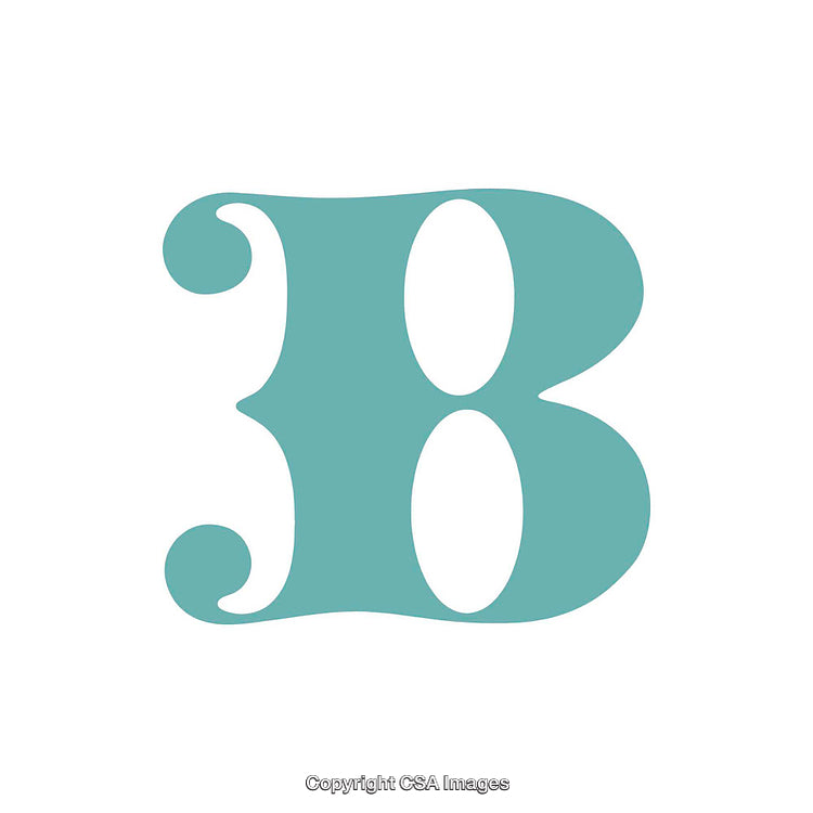 Elegant Curly B Letter Design in Cyan on White Background