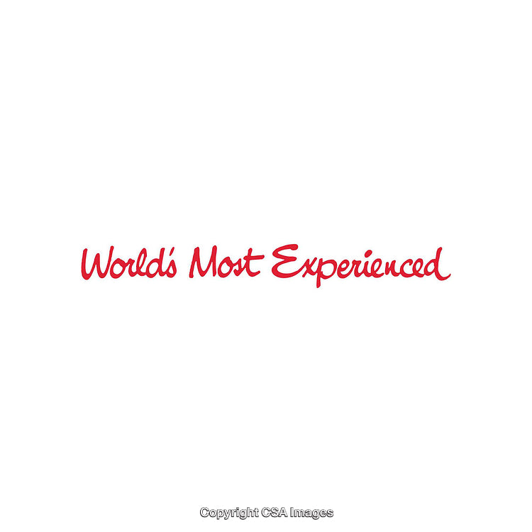 Red Handwritten Font Reading 'World's Most Experienced' on White Background