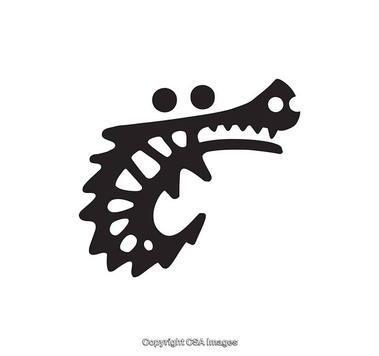 Black And White Abstract Illustration of a Stylized Dragon Head Silhouette