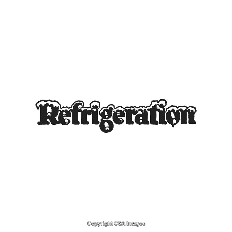 Illustrated Refrigeration Typography with Icy Effects on White Background