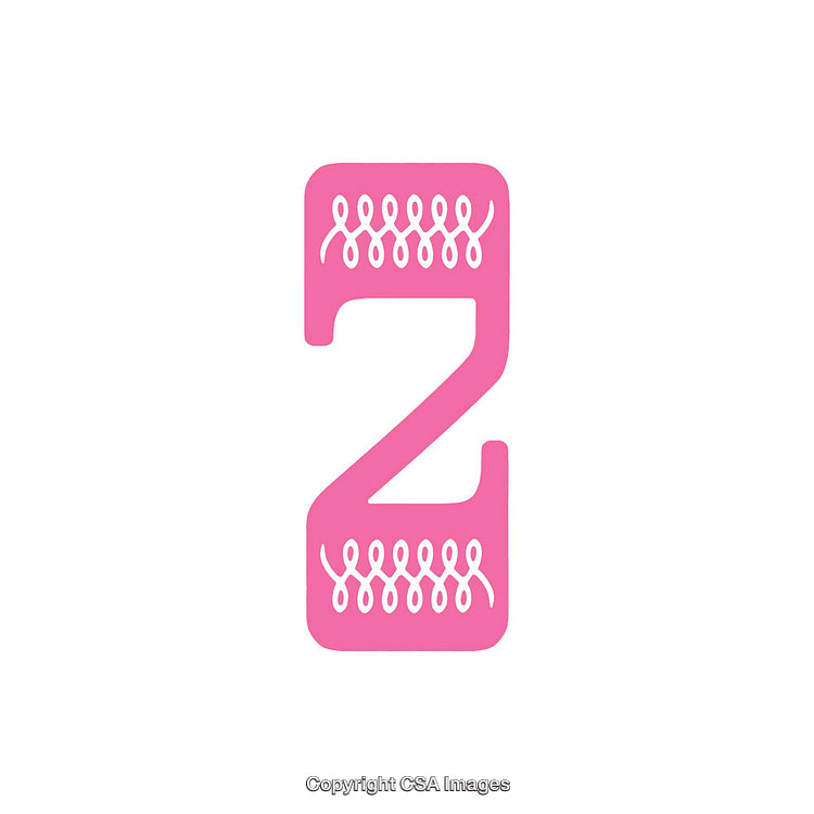 Pink Decorative Number Two in Flat Illustration Style on a White Background