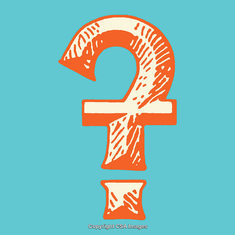 Hand-Drawn Orange Question Mark Symbol Illustration On Blue Background