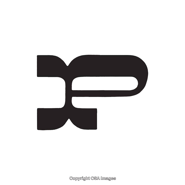Abstract Black Letter P Overlapping Design on White Background