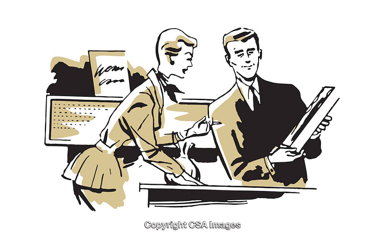 Vintage Business Meeting with Professional Discussion Illustration