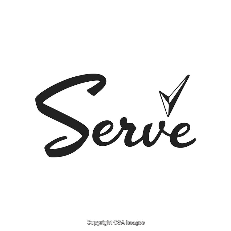 Handwritten Word 'Serve' with Check Mark Symbol for Motivation