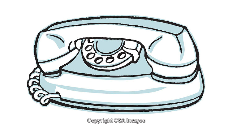 Vintage Illustration of a Retro Rotary Telephone in Blue Hues