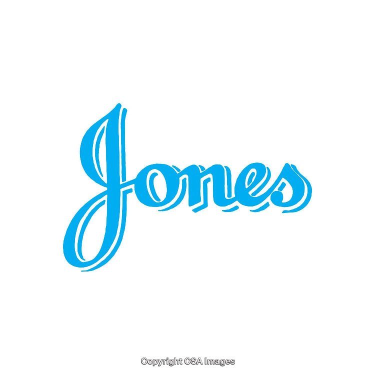 Stylish Blue Lettering Featuring the Word Jones on a White Background
