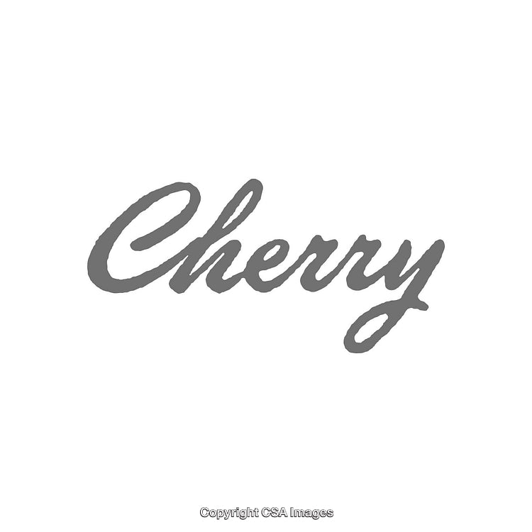 Stylish Cursive Script Cherry Typography on White Background