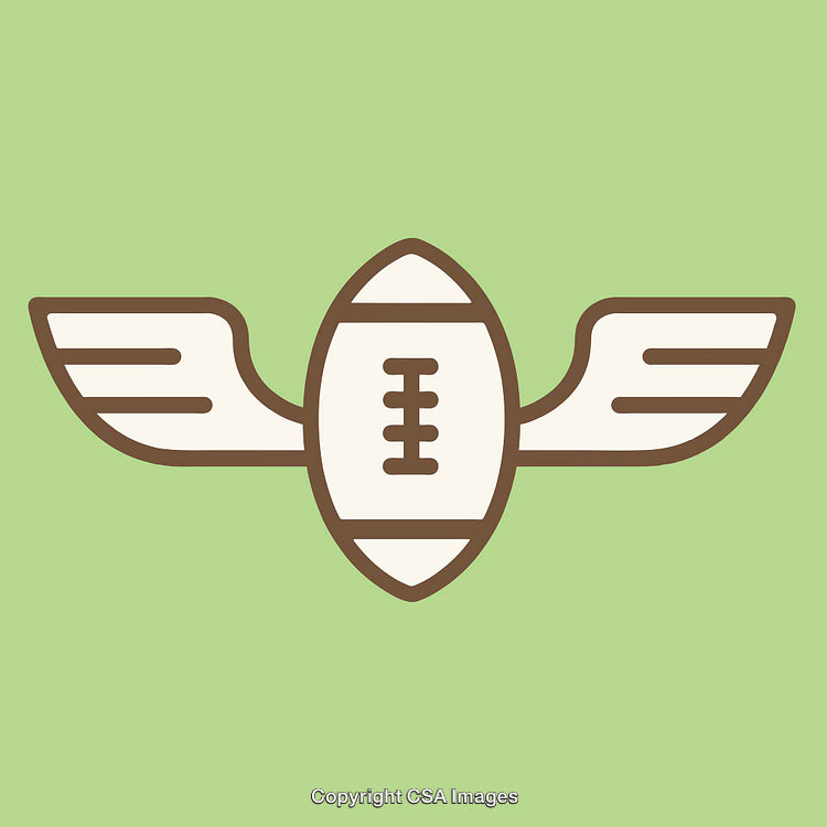 Minimalistic Winged Football Illustration on a Neutral Background