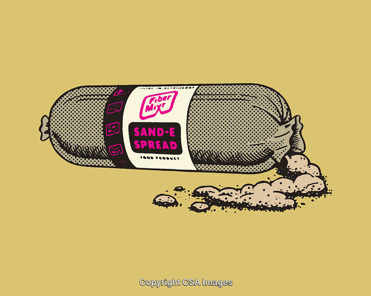 Cartoon Style Illustration of Sand Spread in Packaging with Colorful Design