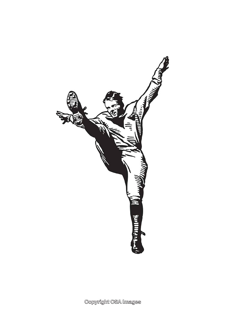 Stylized Black and White Illustration of an Athletic Action Pose