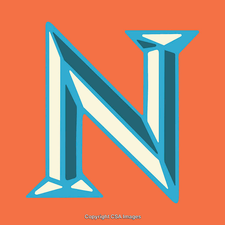Stylized Decorative Letter N in Modern Geometric Design