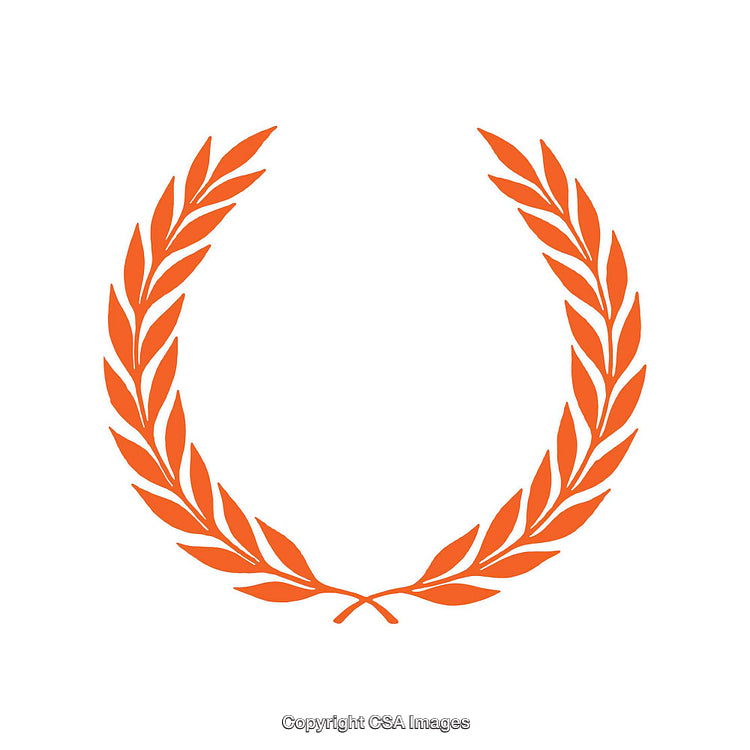 Orange Laurel Wreath Design Isolated on White Background