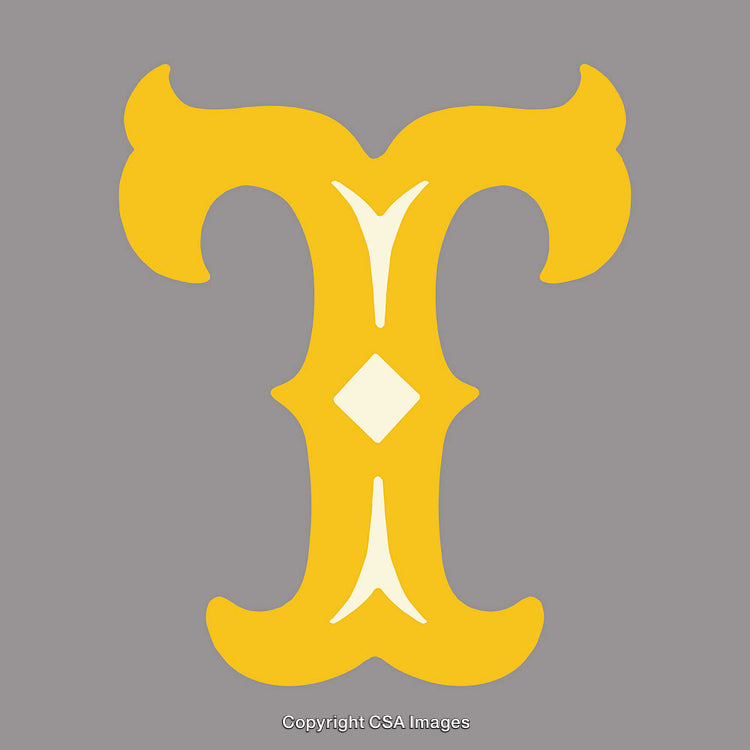 Elegant Yellow Letter T on a Gray Background Illustration Art