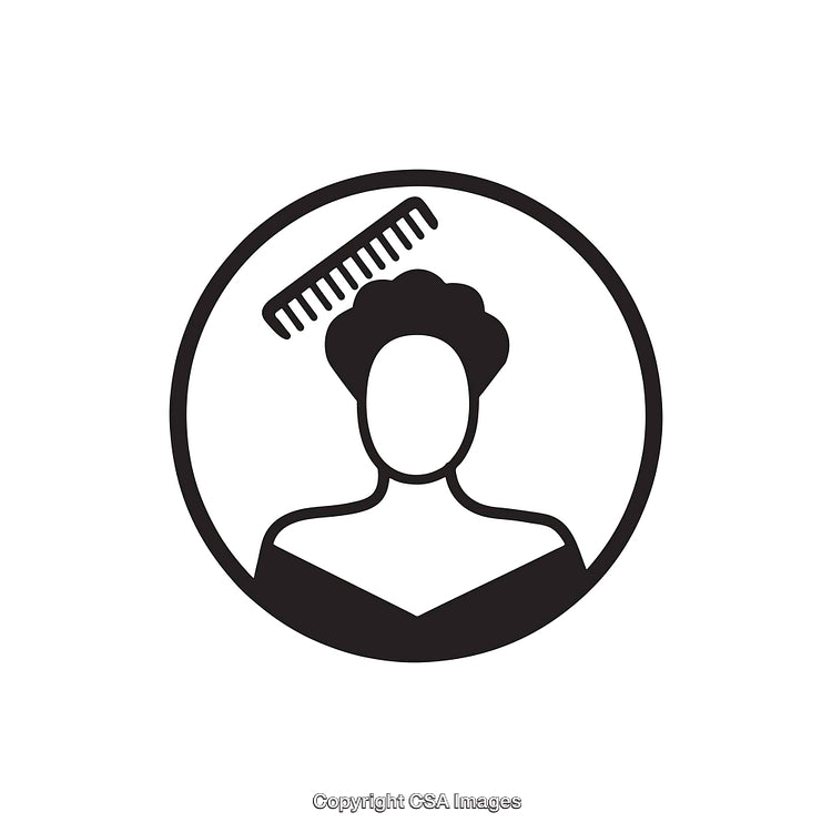 Silhouette Icon Representing Hair and Beauty Care with Comb Element