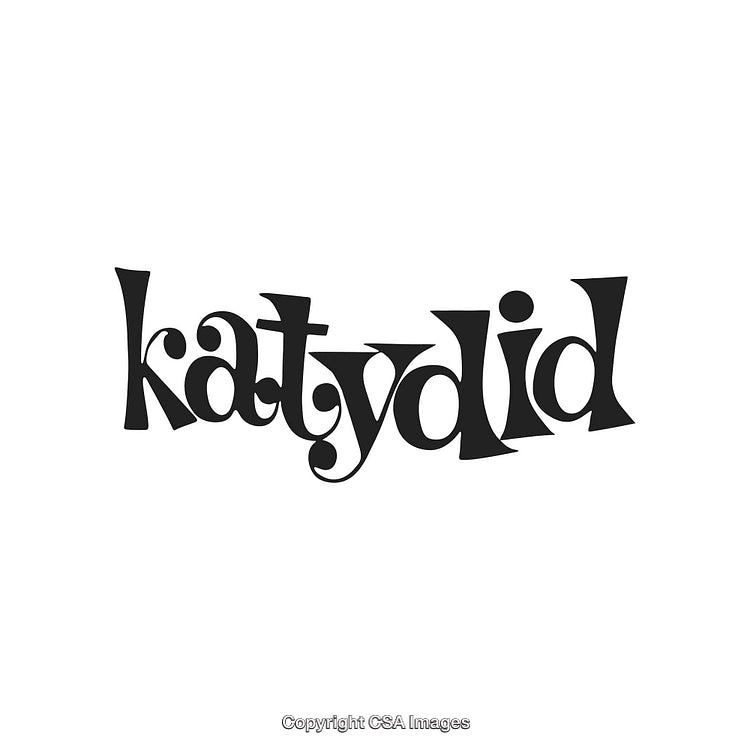 Creative Katydid Word Art in Stylish Black Text on White Background
