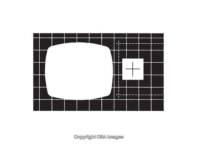 Black and White Geometric Diagram with Grid and Abstract Shapes