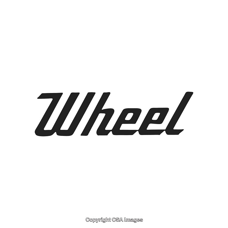 Elegant Stylized Word 'Wheel' in Clean Black Script Typeface