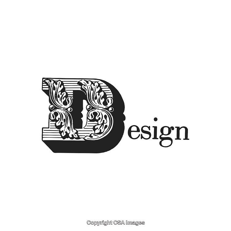 Elegant Letter D Design with Ornate Vintage Floral Patterns