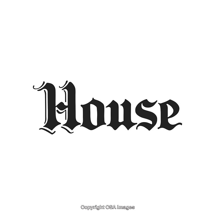 Gothic Style Typography Spelling the Word 'House' in Black Letters