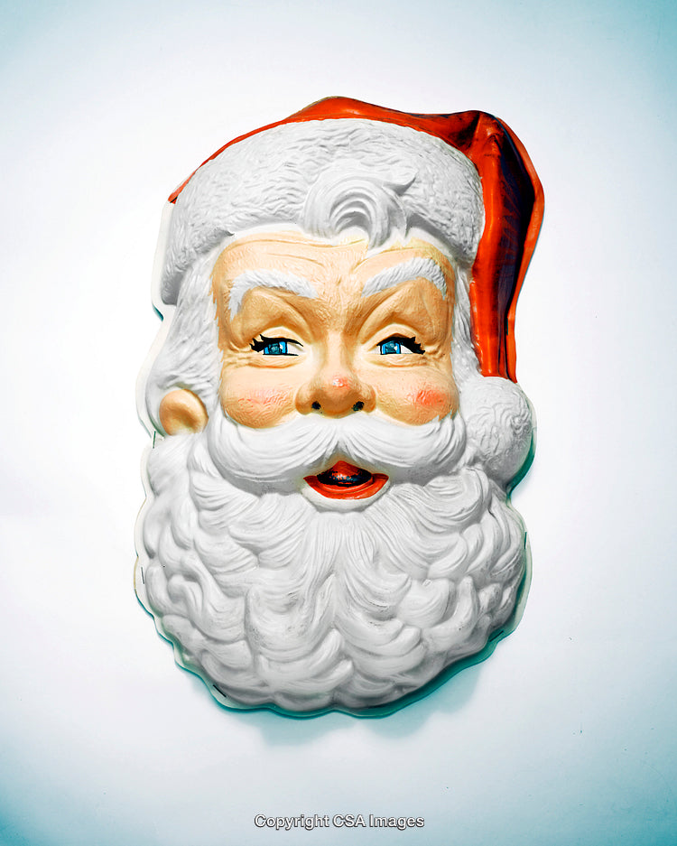 Vintage Santa Claus Wall Decoration with Vibrant Colors on White Background