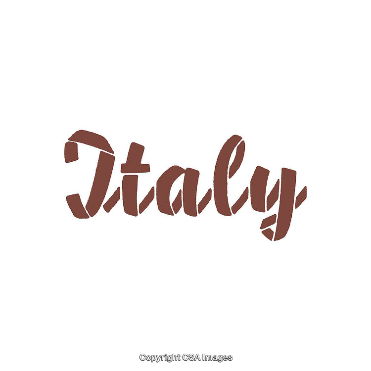 Stylish Brown Typography Featuring The Word Italy on a Plain White Background