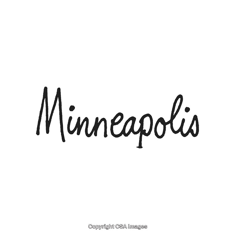 Handwritten Minneapolis Text in Black Ink on White Background