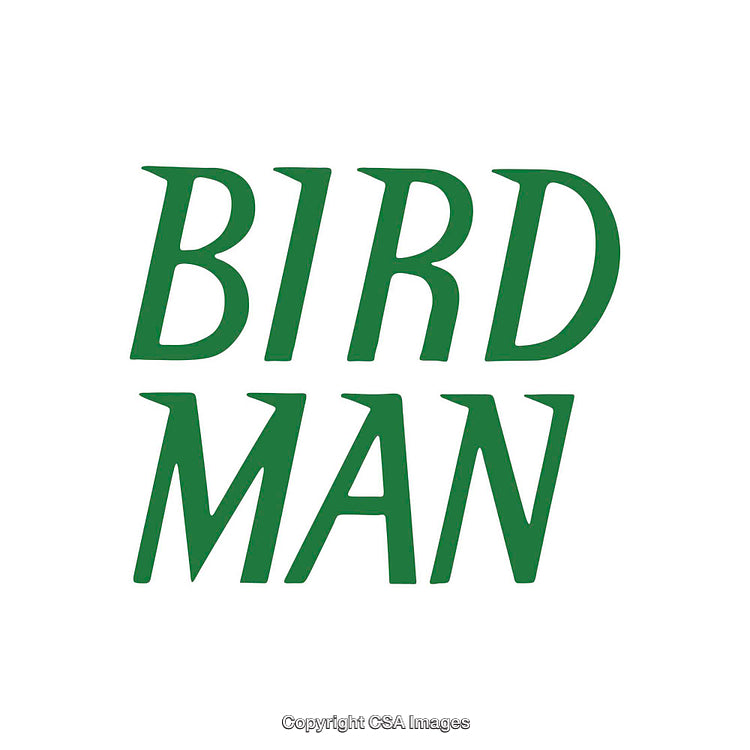 Stylish Green Text Displaying the Phrase Bird Man on White Background