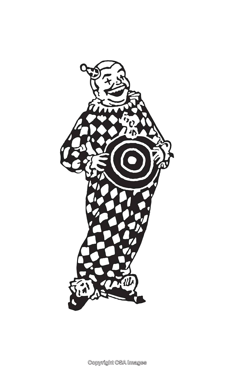 Classic Black and White Harlequin Clown Illustration