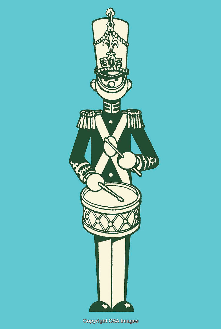 Vintage Illustration of a Regal Drummer in Military Uniform