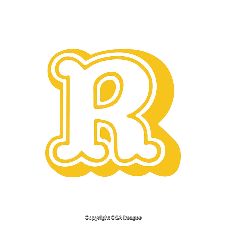 Bold Yellow Letter 'R' with a Fun Outline Design